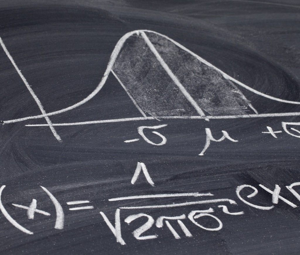 Statistics formulas on a chalkboard